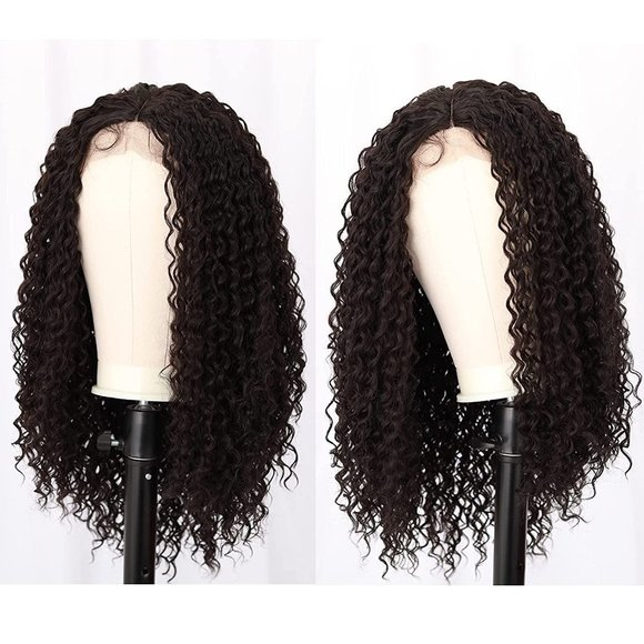 22 Inch T Part Natural Black Deep Curly Lace Front Wig - Picture 2 of 7